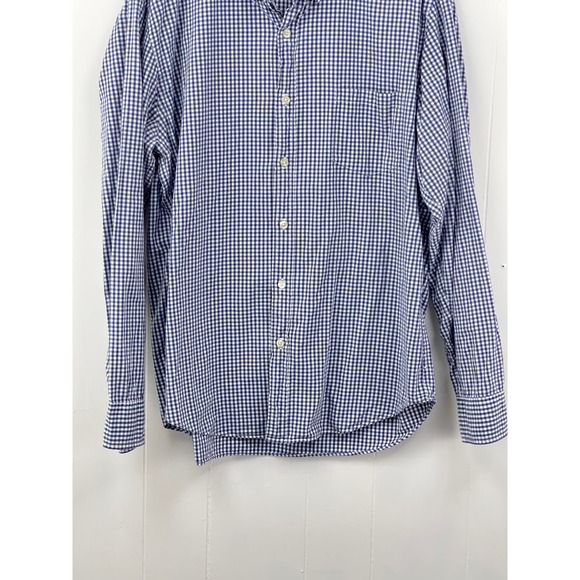 J. Crew Mens Casual Button Down Shirt XL Blue White Checkered Long Sleeve - Picture 3 of 12